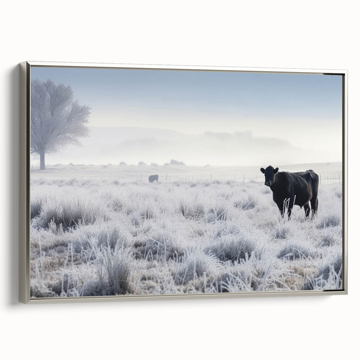 Framed canvas featuring a vintage-style Idaho landscape with colorful art on a black background, ideal for living room decor.