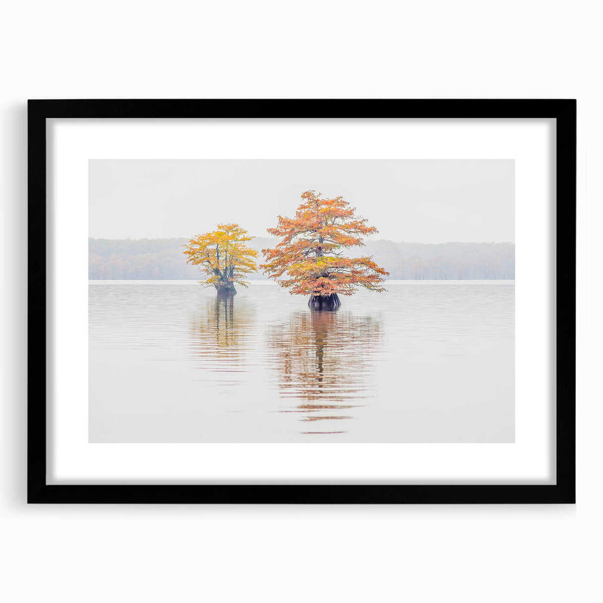 Abstract art print of a colorful Louisiana landscape in vibrant hues on a large, textured canvas, framed in black.