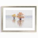 Textured abstract art print depicting a Louisiana landscape in muted earth tones on a framed canvas.