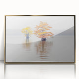 Framed acrylic print of a Louisiana scenery in gold tones, ideal for modern art wall decor.