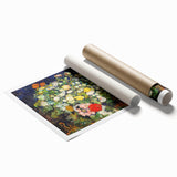 Extra large rolled canvas print of Van Gogh-style sunflowers in vibrant yellows and greens.