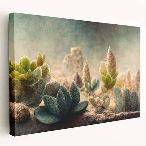 Succulent Botanical Wall Art - Modern Nature Canvas for Living Room