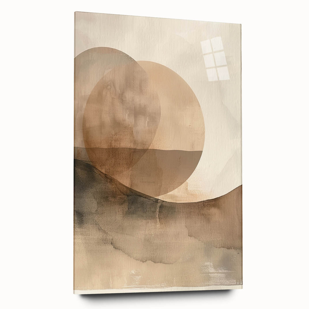 Abstract minimalist wall art design displayed in an acrylic frame, showcasing smooth lines and soft colors, perfect for modern home decor.