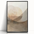 Abstract minimalist wall art framed in black acrylic, showcasing a sleek design with soft colors and geometric shapes, ideal for modern decor.