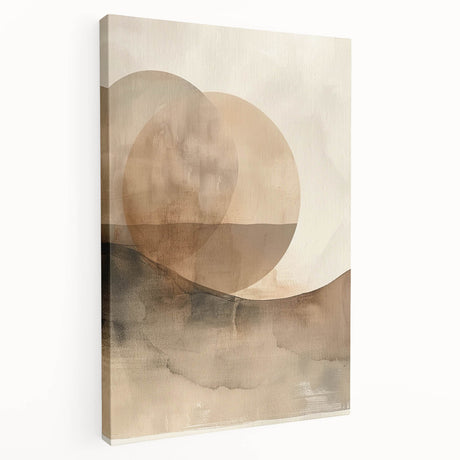 Abstract minimalist wall art on stretched canvas, showcasing soft pastel colors and geometric shapes, perfect for modern home decor and artistic ambiance.