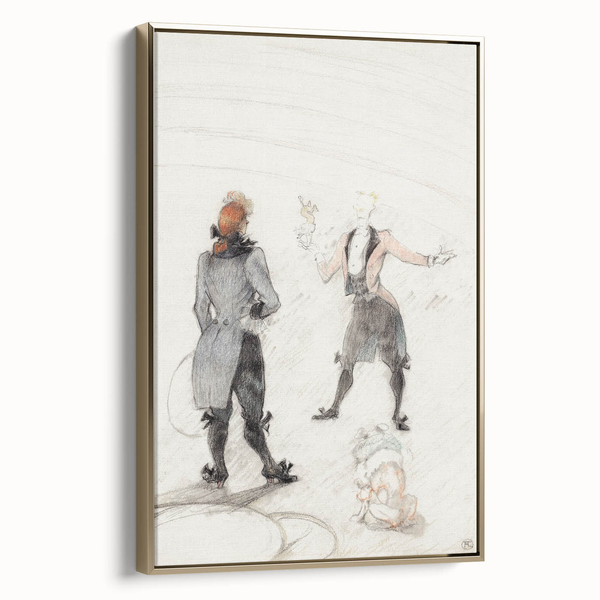 Elegant Modern Wall Art - Contemporary Sketch of Dog Trainer at Circus