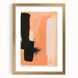 Abstract minimalist wall art framed in gold, showcasing soft pastel colors and geometric shapes, perfect for modern home decor in a stylish setting.