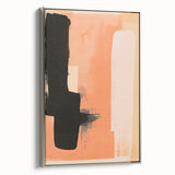 Framed abstract minimalist wall art in silver, showcasing geometric shapes and soft colors, displayed in a modern setting to enhance contemporary decor.