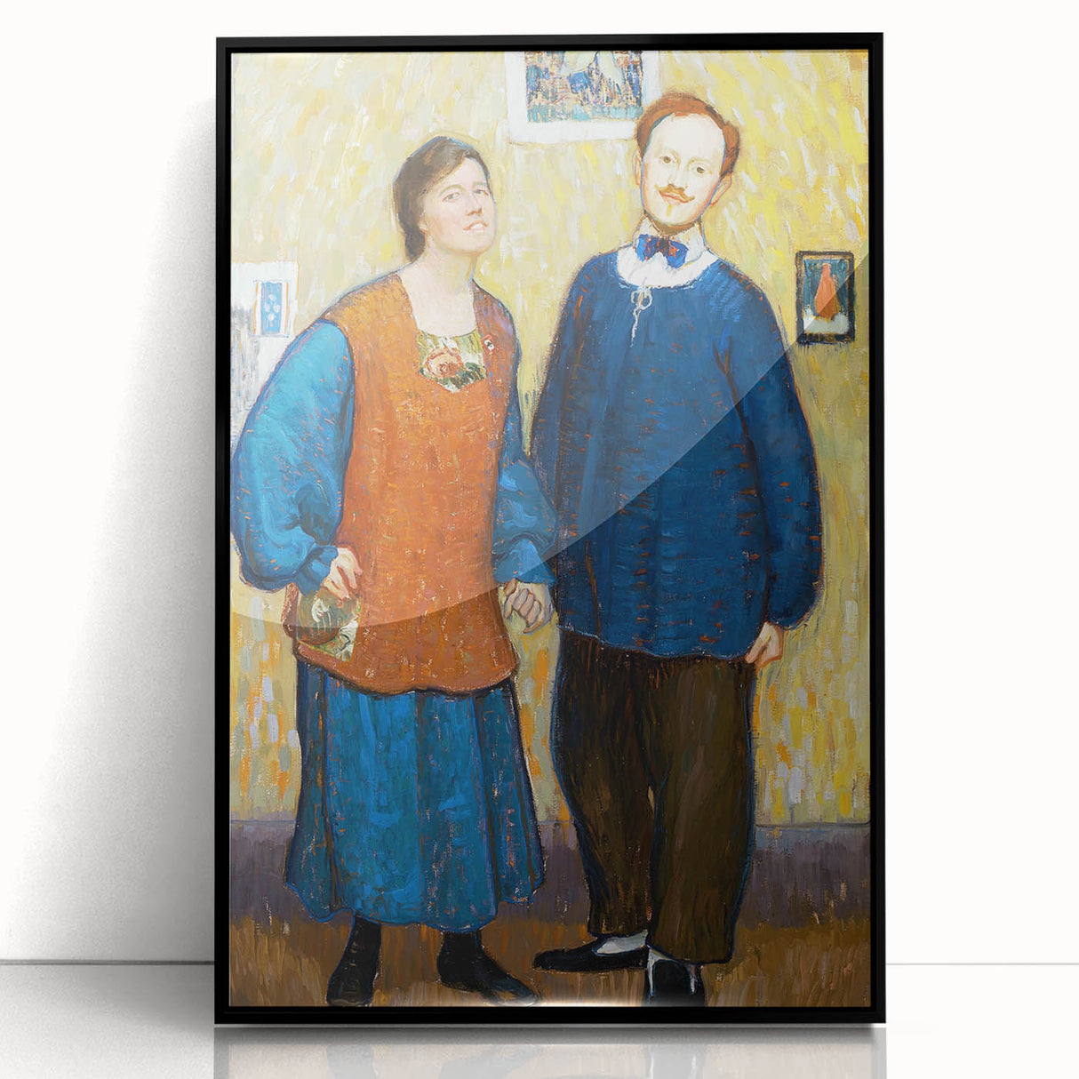 Vibrant Modern Wall Art - Expressive Portrait of a Couple in Warm Tones
