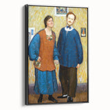 Vibrant Modern Wall Art - Expressive Portrait of a Couple in Warm Tones