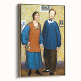 Vibrant Modern Wall Art - Expressive Portrait of a Couple in Warm Tones