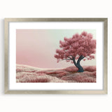 Elegant abstract floral frame with a silver mat, showcasing intricate flower designs in soft pastel colors. Perfect for modern home decor or as a gift.