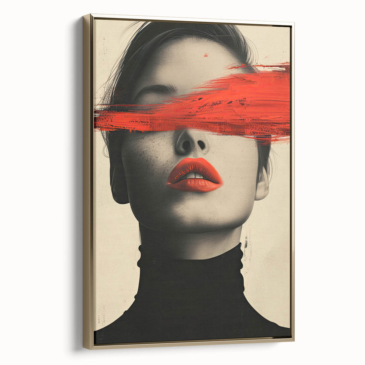 Abstract minimalist wall art featuring a gold-framed canvas with geometric patterns and a sleek side view, perfect for modern home decor enhancements.