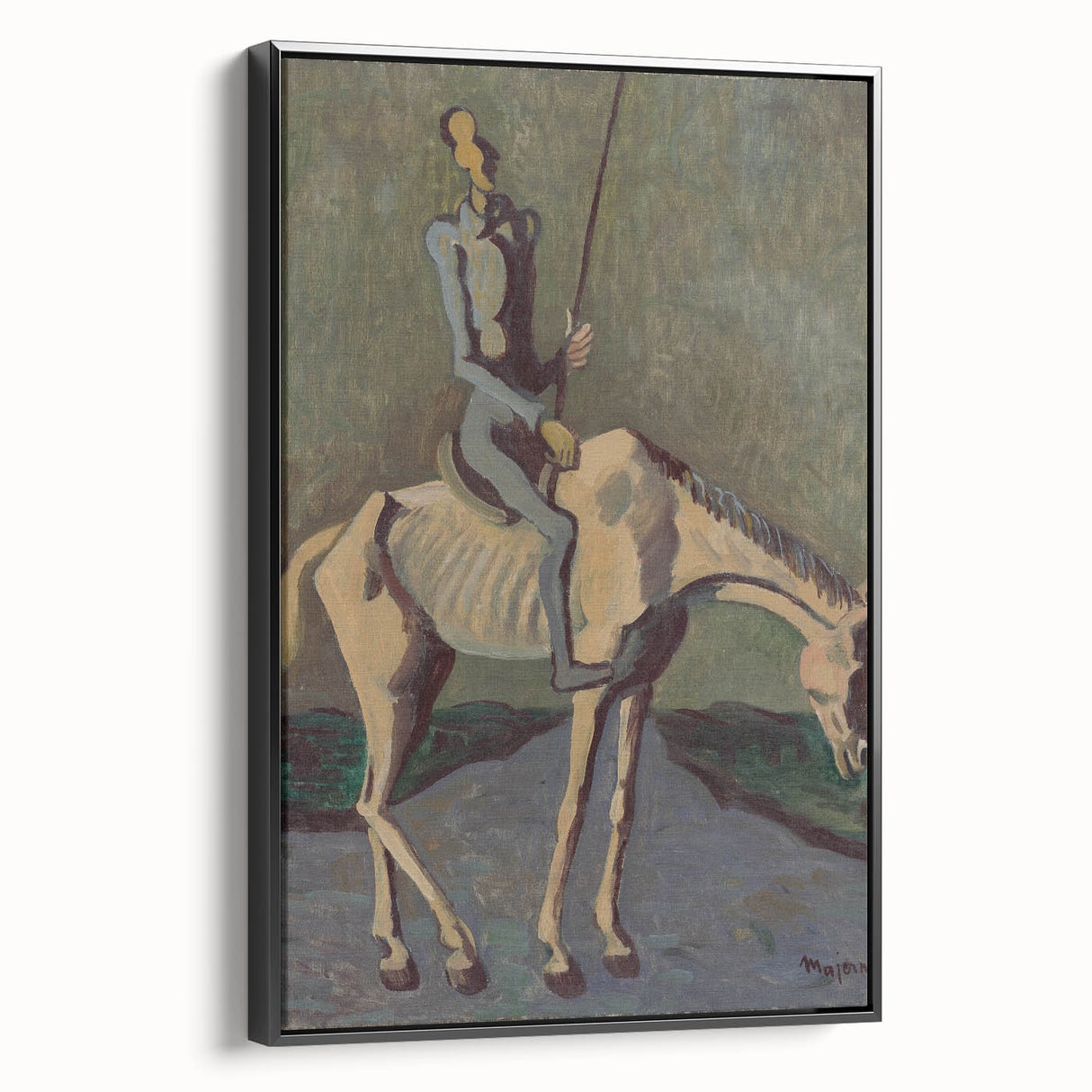 Abstract Modern Wall Art - Don Quixote on Horseback in Earthy Tones
