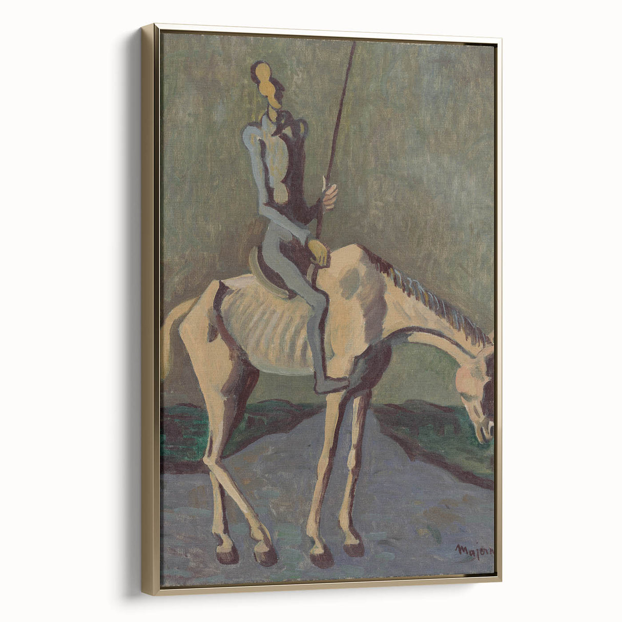 Abstract Modern Wall Art - Don Quixote on Horseback in Earthy Tones