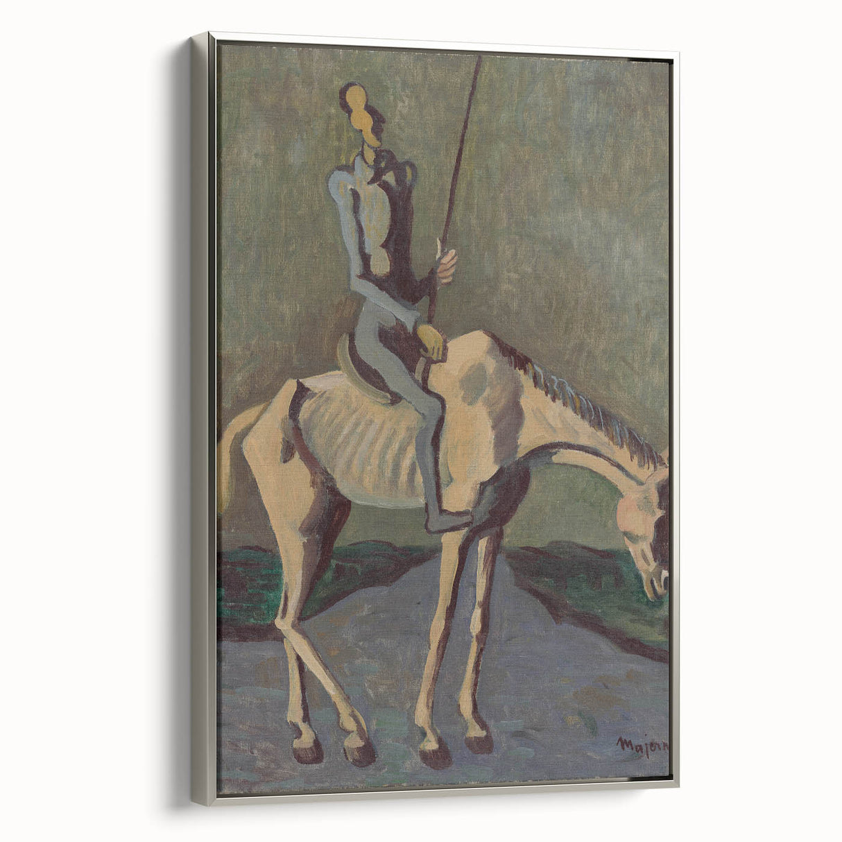 Abstract Modern Wall Art - Don Quixote on Horseback in Earthy Tones