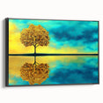 Framed canvas artwork showcasing an abstract floral design with vibrant colors, viewed from the side. Perfect for modern home decor, adding a touch of elegance.