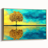 Framed canvas artwork showcasing abstract floral designs in vibrant colors, highlighted by a luxurious gold frame, perfect for modern home decor.