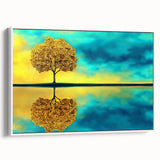 Framed canvas artwork showcasing an abstract floral design in vibrant colors, displayed from the side with a clean white frame, perfect for modern home decor.