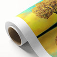 Colorful abstract floral design on rolled canvas, showcasing vibrant hues of pink, blue, and yellow. Perfect for modern home decor, delivered in protective cardboard tube.