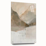 Abstract minimalist wall art displayed in a side view, featuring vibrant colors and geometric shapes, mounted with pins on a sleek acrylic glass surface. Ideal for modern decor, this piece adds a contemporary touch to any interior space.