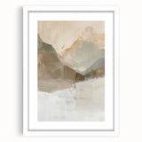 Abstract minimalist wall art framed in white, showcasing geometric shapes in soft pastel tones, ideal for modern home decor. Perfect for enhancing any living space.
