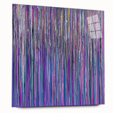 Abstract floral acrylic artwork displayed on a glass panel, showcasing vibrant colors and intricate details, ideal for modern home decor or artistic accents.