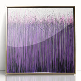 Framed acrylic artwork featuring vibrant abstract floral designs in gold tones, set against a white background, ideal for modern home decor enhancement.