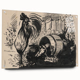 Expressionist Art: The Cock and the Dog | Black and White Abstract Print