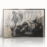 Expressionist Art: The Cock and the Dog | Black and White Abstract Print