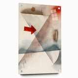 Abstract Minimalist Modern Art - Geometric Shapes with Bold Red Accent