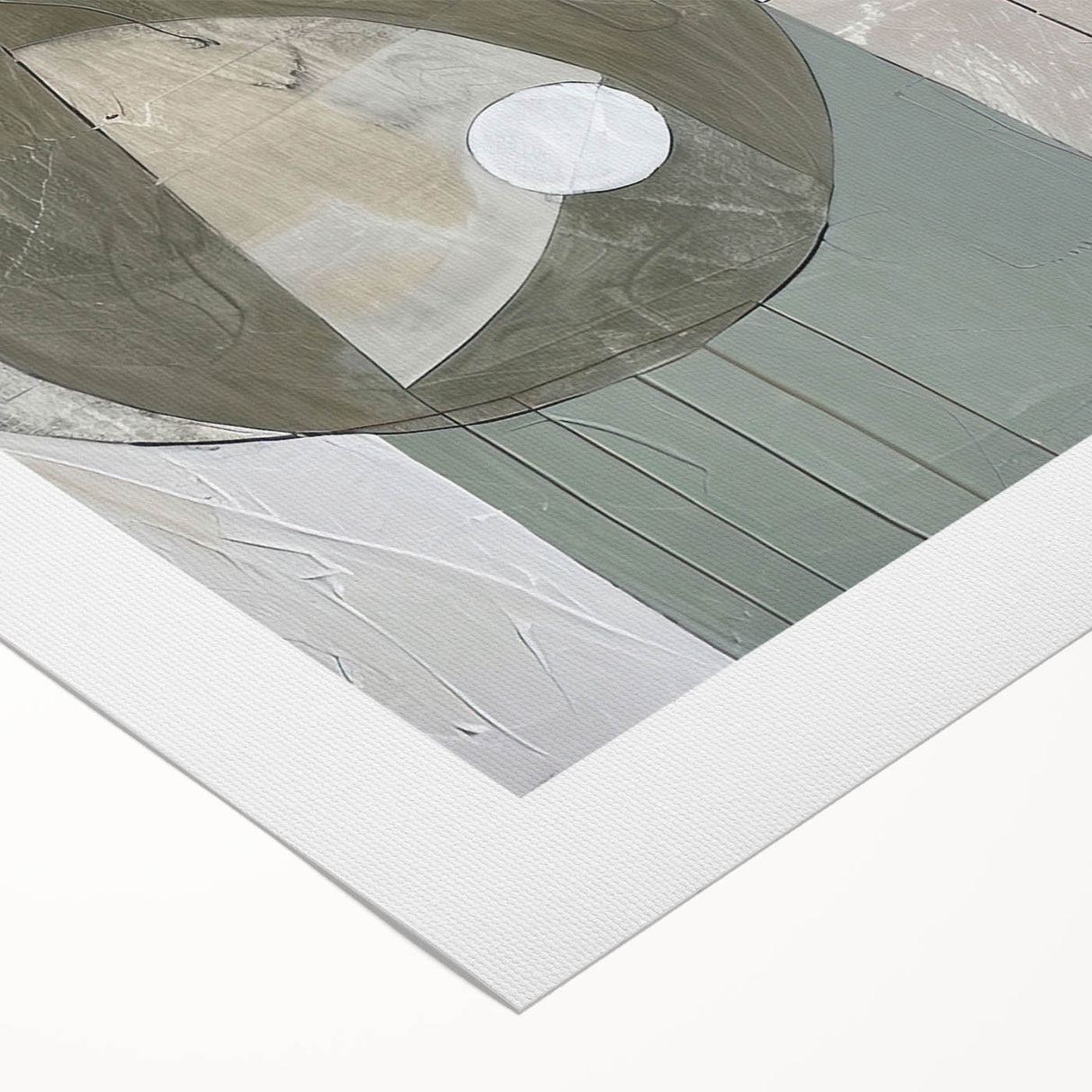 Abstract minimalist wall art design on a rolled canvas, showcasing soft neutral tones and geometric shapes, perfect for modern home decor. Packaged in a durable cardboard tube for safe shipping and easy display.