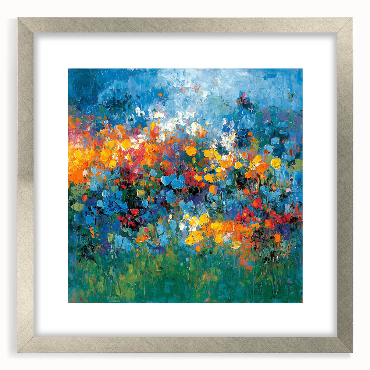 Contemporary Abstract Canvas – Vibrant Floral Blue Wall Art Print
