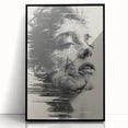 Framed abstract minimalist wall art in black featuring geometric shapes, displayed from the front, ideal for modern home decor and interior design aesthetics.