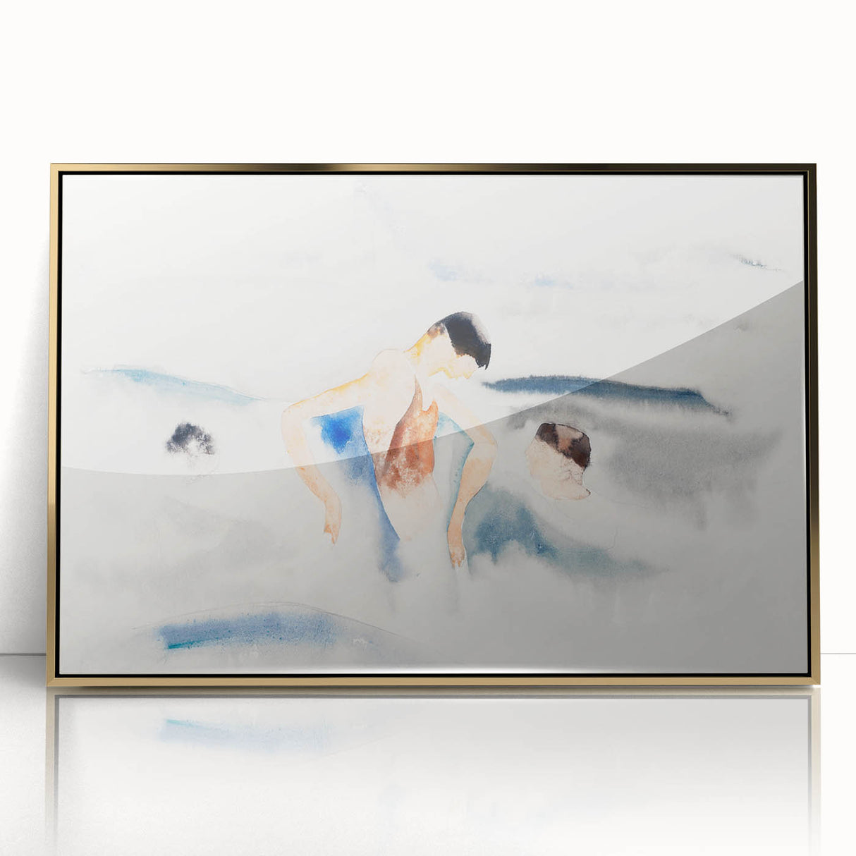 Abstract Water Scene Modern Art - Serene Minimalist Wall Decor