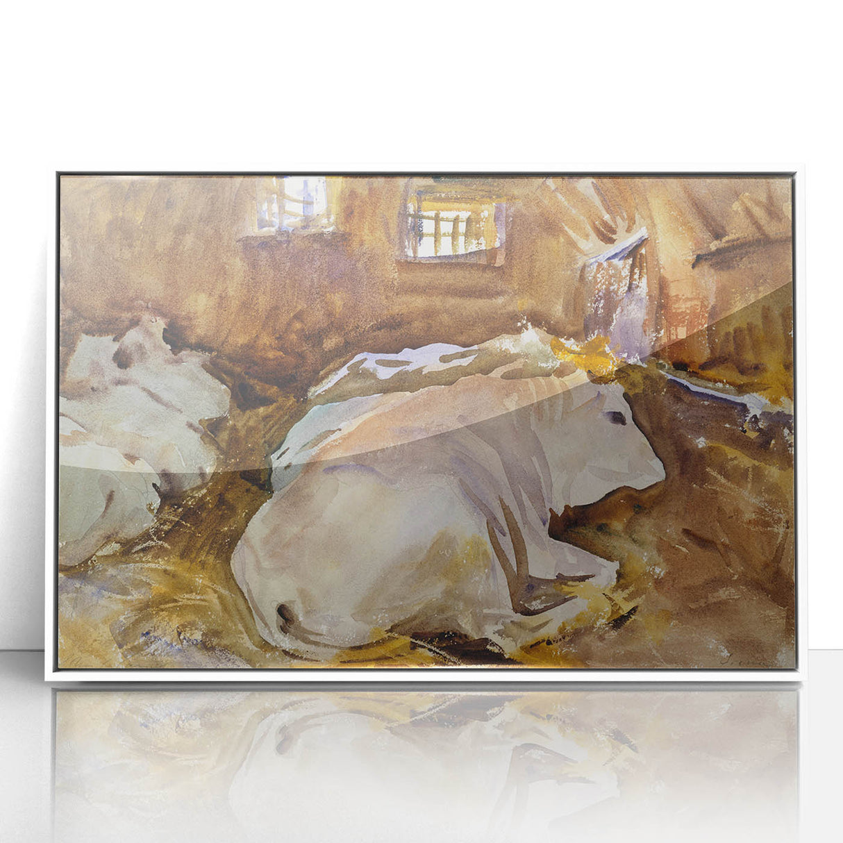 Realism Animal Art Print - Oxen Resting by John Singer Sargent