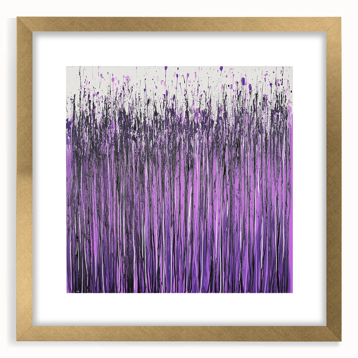 Elegant abstract floral frame with a gold mat, showcasing intricate designs and vibrant colors, perfect for enhancing home decor or art collections.