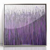 Framed acrylic artwork showcasing an abstract floral design in silver tones, elegantly displayed against a modern backdrop, perfect for contemporary home decor.