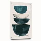Abstract minimalist wall art piece displayed from a side view, featuring an acrylic glass finish, highlighted with decorative pins to enhance presentation. The artwork showcases a modern design ideal for contemporary home decor.
