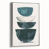 Framed abstract minimalist wall art showcasing soft silver tones and geometric shapes, displayed from a side view to highlight its elegant design and texture.