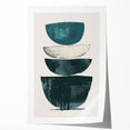 Abstract minimalist wall art print showcasing soft pastel colors and geometric shapes, elegantly rolled in a protective cardboard tube for shipping.