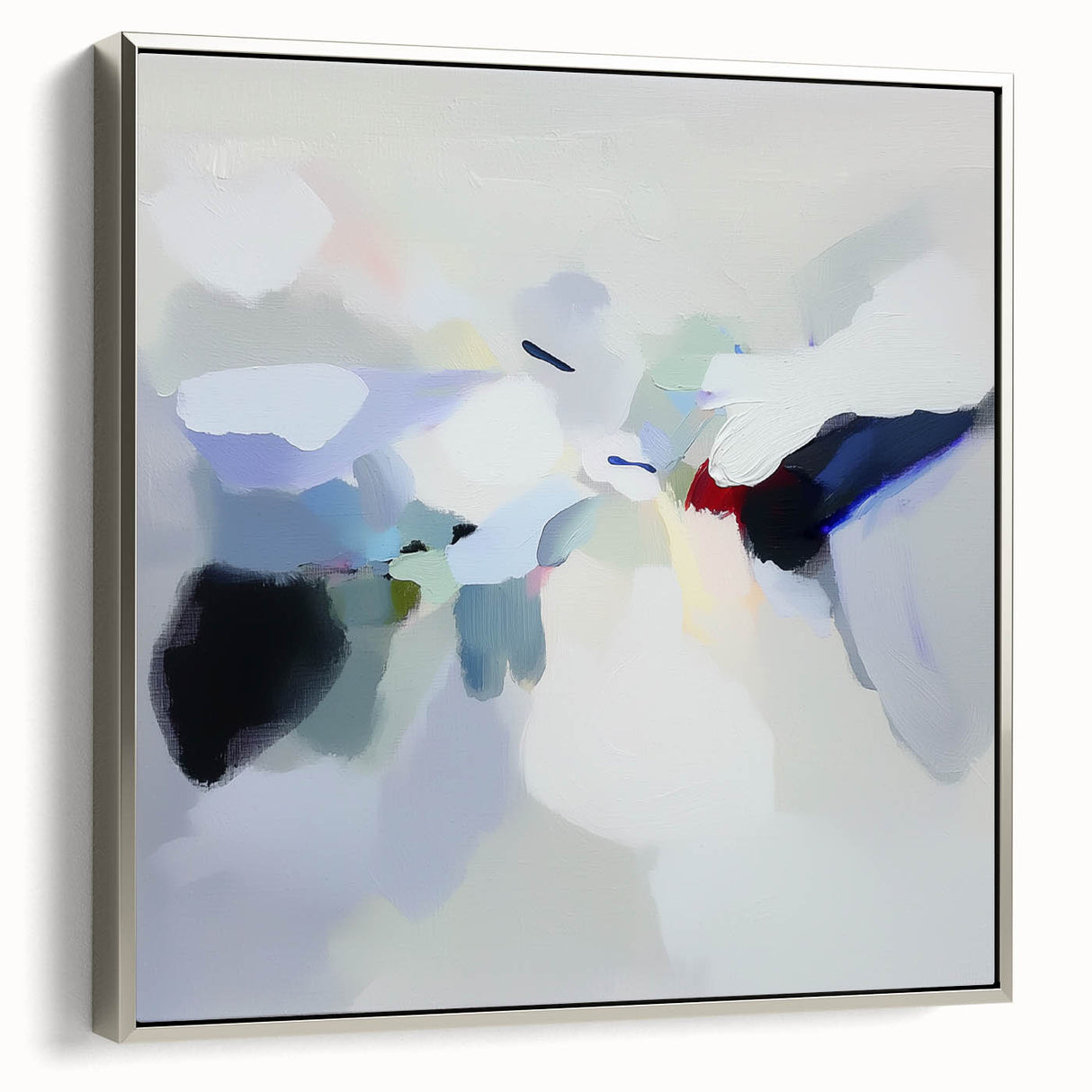 Minimalist Abstract Wall Art – Misty Gray and Blue Canvas Print