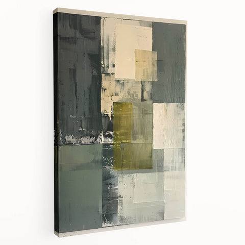 Custom Dining Room Wall Decor – Green & Gold Abstract Canvas