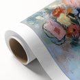 Vibrant abstract floral design on rolled canvas, showcasing bold colors and intricate patterns, ideal for home decor or art enthusiasts, packaged securely in a sturdy tube.