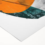 Minimalist abstract wall art on rolled canvas, showcasing soft pastel colors and geometric shapes, ideal for modern home decor. Packaged securely in a cardboard tube for safe shipping.