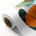 Abstract minimalist wall art on rolled canvas showcasing soft pastel colors and geometric shapes, ideal for modern home decor, packaged securely in a tube.