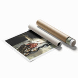 Extra large rolled print featuring a floral design in soft pastel shades.