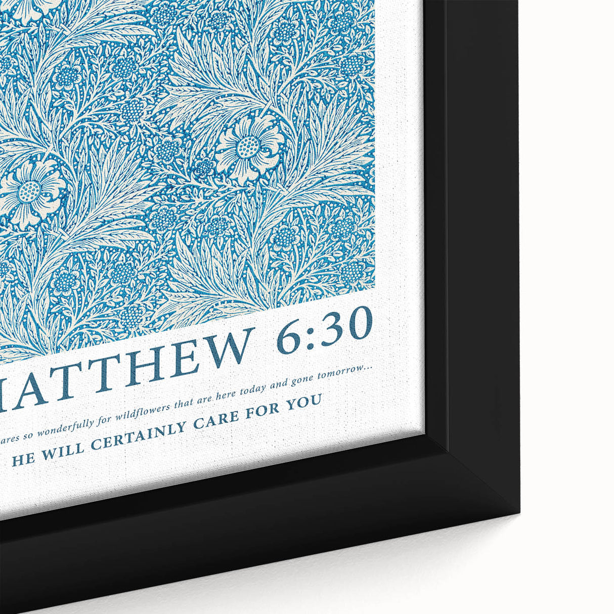 Biblical Typography Wall Art - Matthew 6:30 Floral Canvas Print