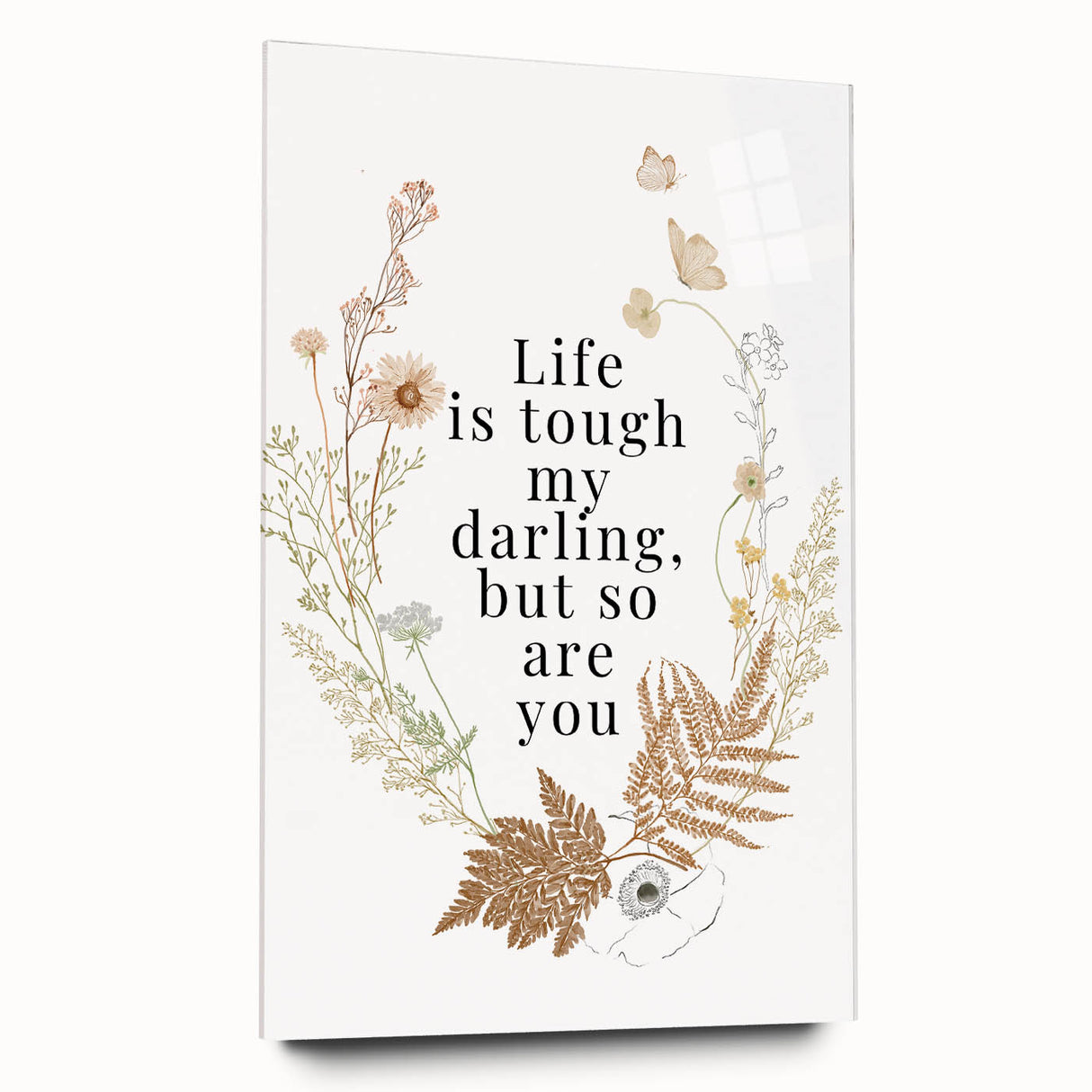 Botanical Typography Art Print – Motivational Quote on Canvas