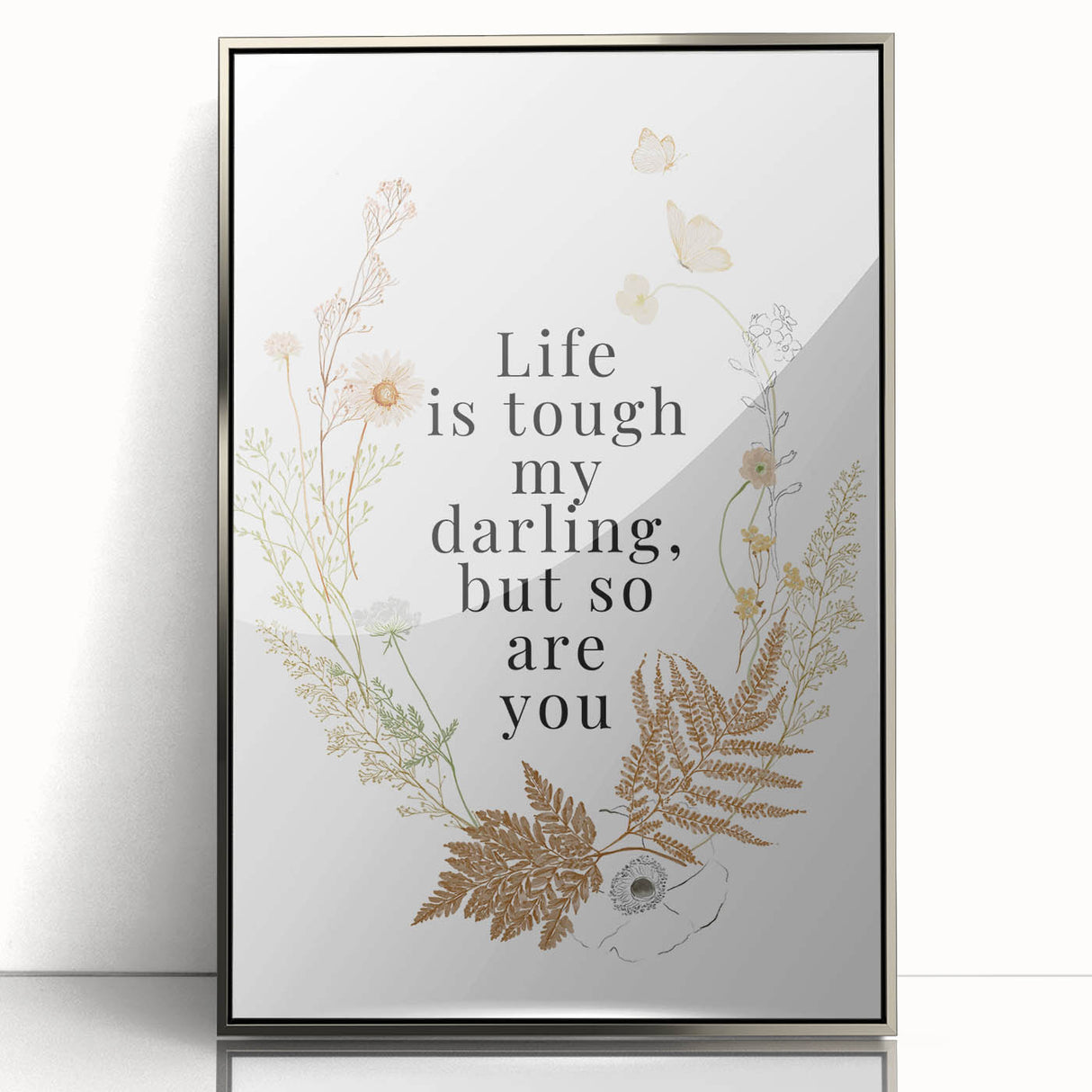 Botanical Typography Art Print – Motivational Quote on Canvas